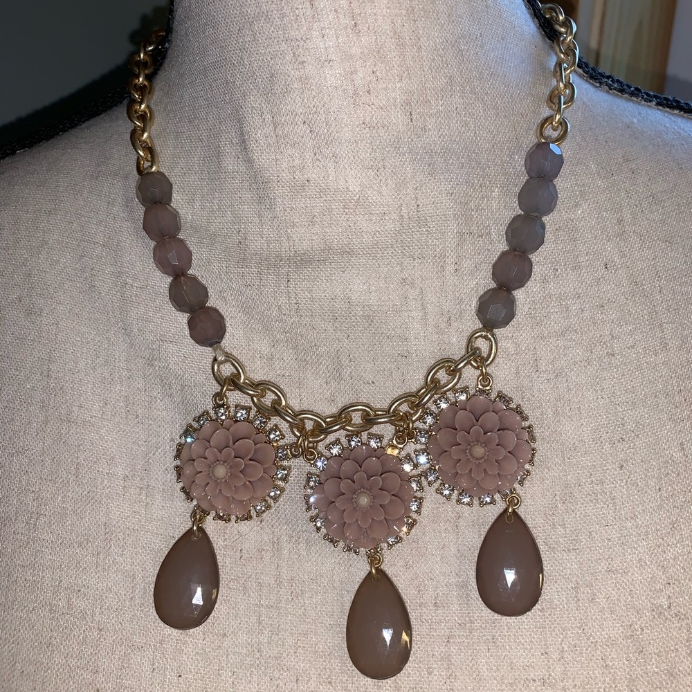 Lia Sophia Exotic Bloom Pink Purple Gold Necklace